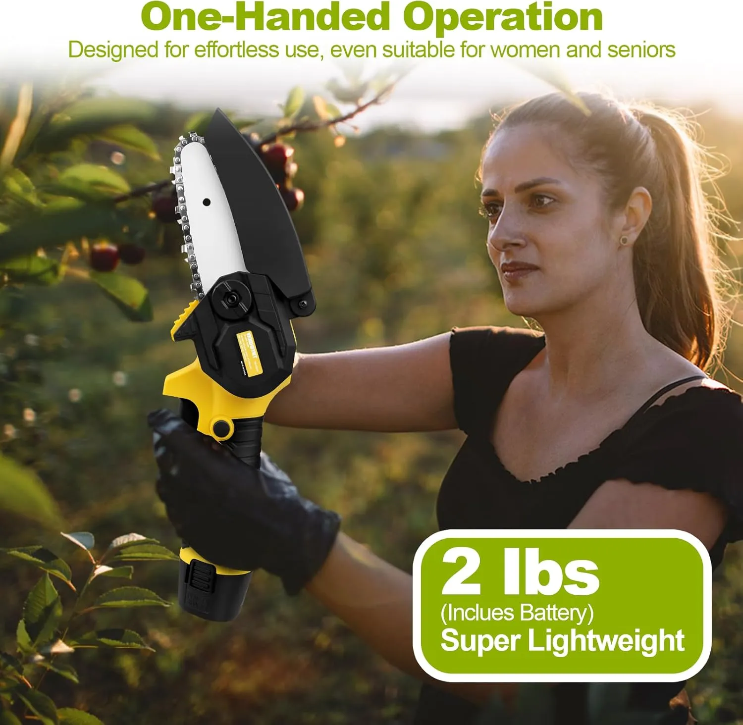 Mini Chainsaw, 4 Inch Small Chainsaw with 2 * 3000mAh Batteries & 2 Chains, 2 lbs Lightweight, Cordless Hand Electric Chain Saw for Garden Pruning, Woodworking DIY, Home Repairs