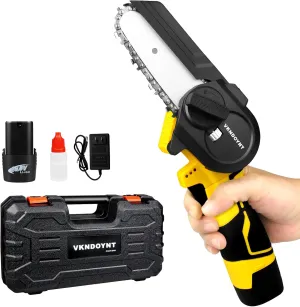 Mini Chainsaw, 4 Inch Small Chainsaw with 3000mAh Battery, 2 lbs Lightweight, Cordless Handheld Chainsaw for Garden Pruning, Woodworking DIY, Home Repairs