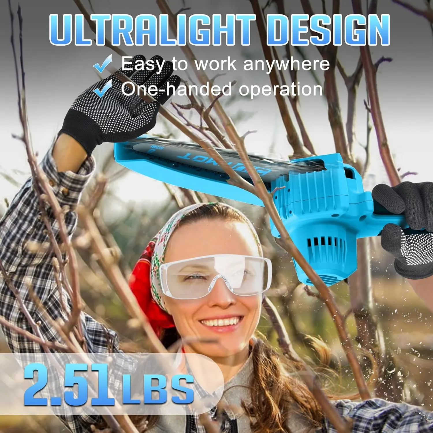 Mini Chainsaw 6-Inch Battery Powered - Best Cordless Small Handheld Chain Saw with 2 Rechargeable Batteries - 21V Power Chain Saws Battery Operated for Tree Trimming Wood Cutting