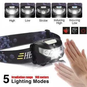 Mini Rechargeable LED Headlamp 3000Lm Body Motion Sensor Headlight Camping Flashlight Head Light Torch Lamp with USB