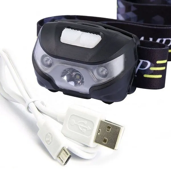 Mini Rechargeable LED Headlamp 3000Lm Body Motion Sensor Headlight Camping Flashlight Head Light Torch Lamp with USB