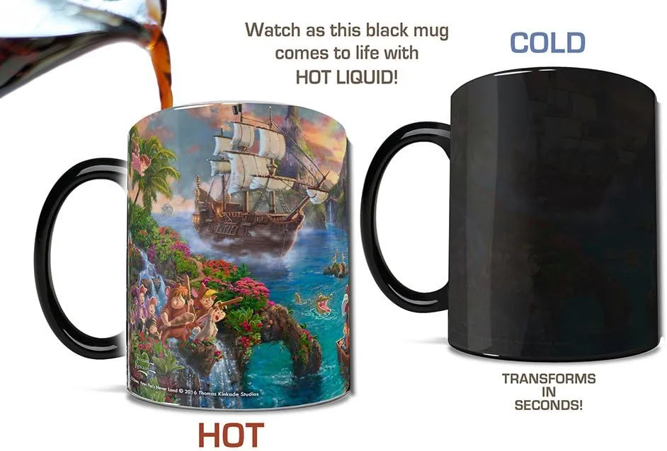 Morphing Mugs Disney - Peter Pan - Neverland - One 11 oz Color Changing Heat Sensitive Ceramic Mug – Image Revealed When HOT Liquid Is Added!
