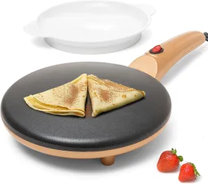 Moss & Stone Gold Electric Crepe Maker 8 Inch, Pan Apo Portable Crepe Maker & Hot Plate Cooktop On/Off Switch, Nonstick Coating, Automatic Temperature Control, Easy To Use For Pancakes, Blintz