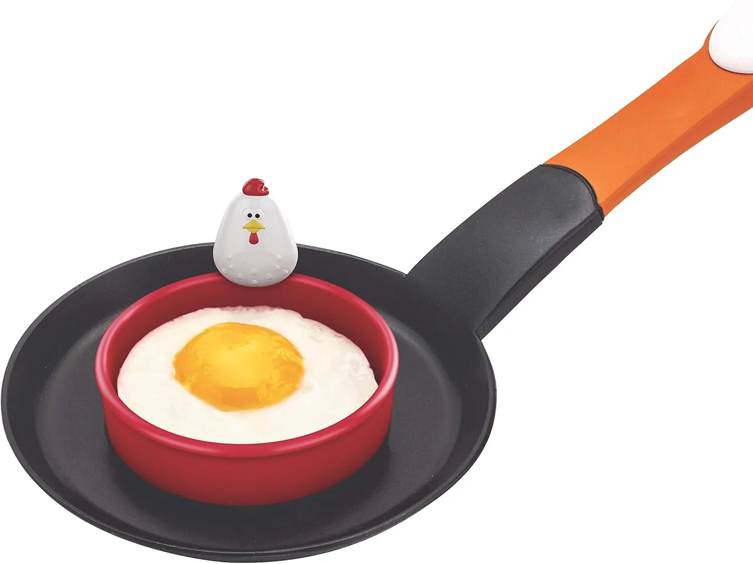 MSC International 89550 Doodle Doo, Nonstick 50666 Joie Eggy 3.5" Non-Stick Silicone Compact Egg Ring with Folding Handle, One Size, Red