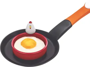 MSC International 89550 Doodle Doo, Nonstick 50666 Joie Eggy 3.5" Non-Stick Silicone Compact Egg Ring with Folding Handle, One Size, Red