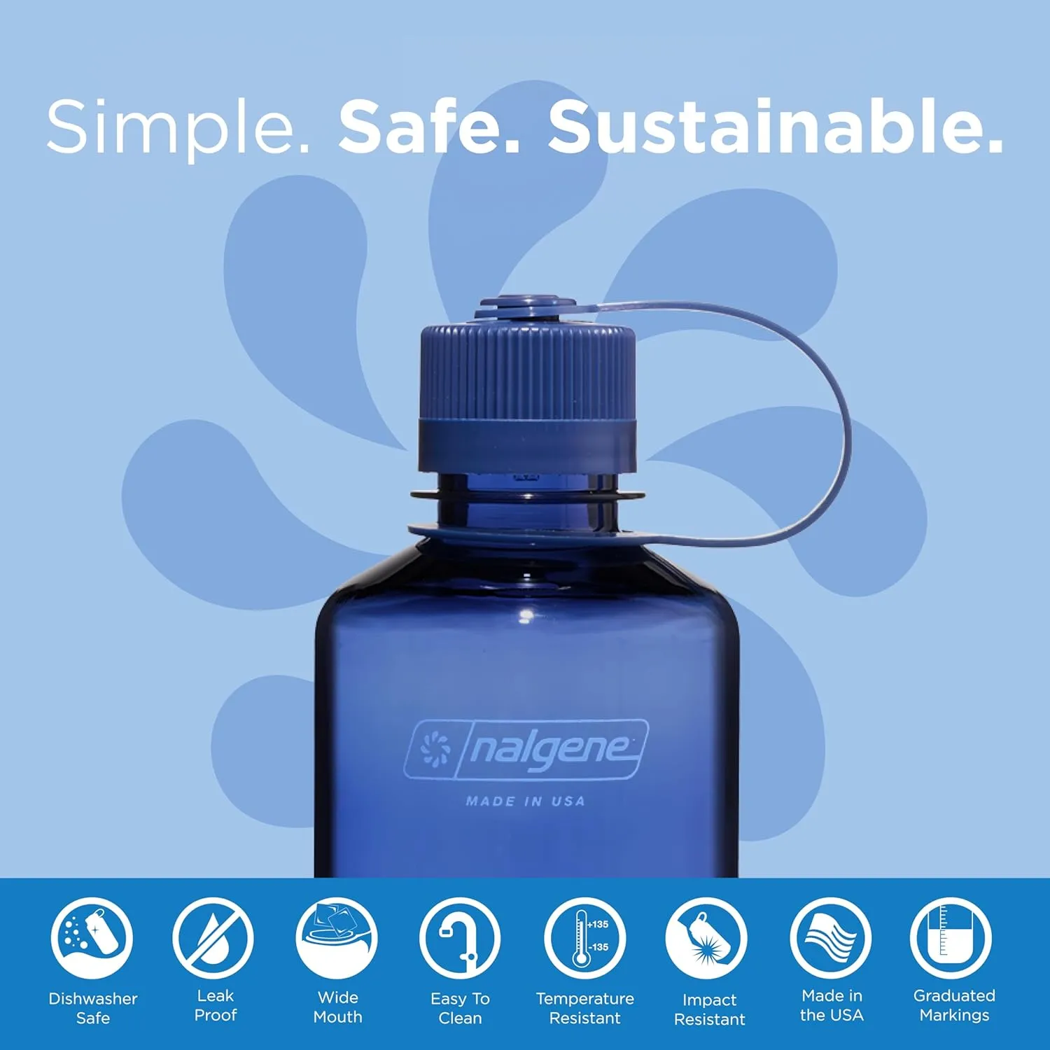 Nalgene Sustain Tritan BPA-Free Water Bottle Made with Material Derived from 50% Plastic Waste, 16 OZ, Narrow Mouth