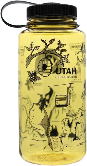 Nalgene Sustain Tritan BPA-Free Water Bottle Made with Material Derived from 50% Plastic Waste, 32 OZ, Wide Mouth, Geographical Bottle Design, Utah Butter