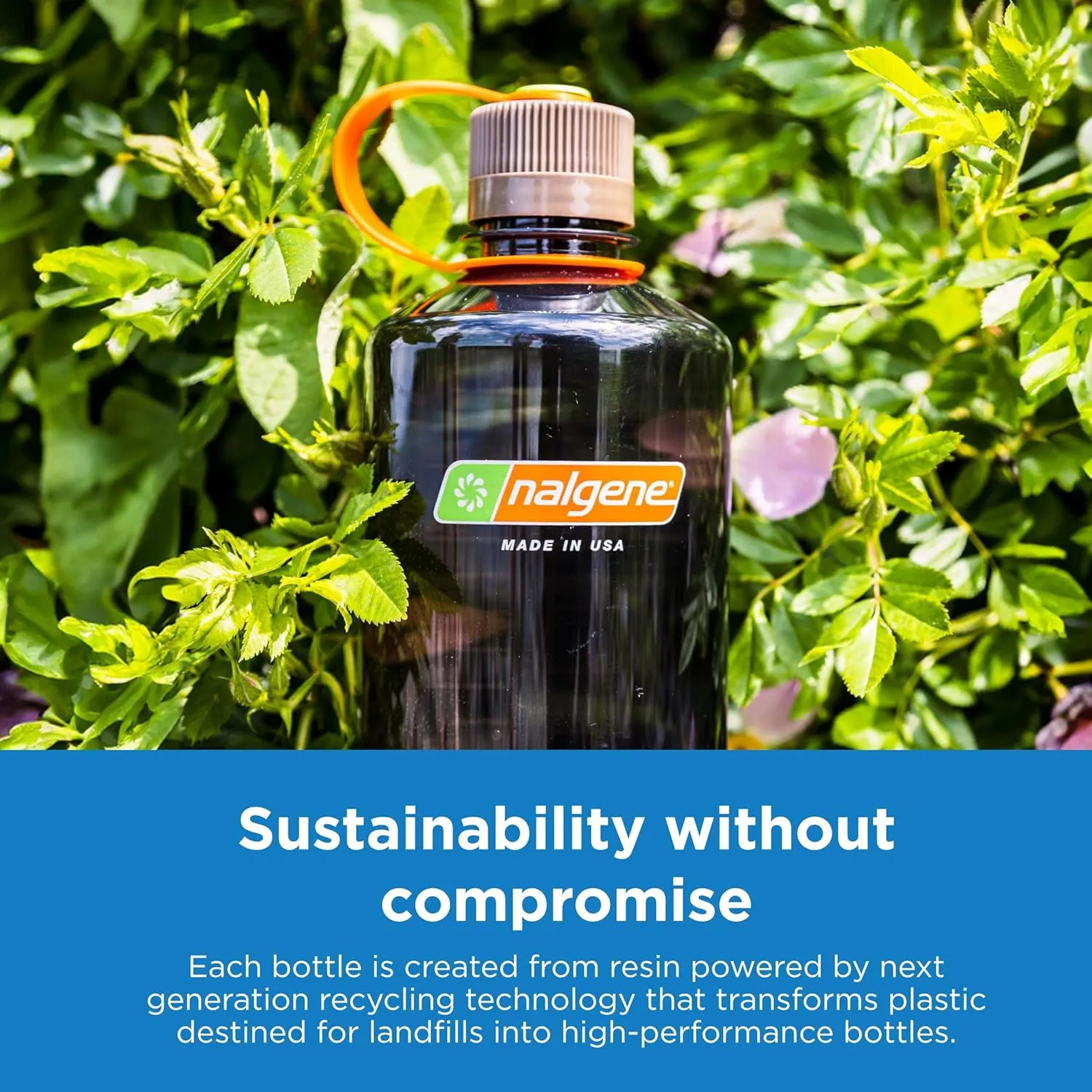 Nalgene Sustain Tritan BPA-Free Water Bottle Made with Material Derived from 50% Plastic Waste (Using ISCC Certified Mass Balance), 16 OZ, Narrow Mouth, Cherry Blossom