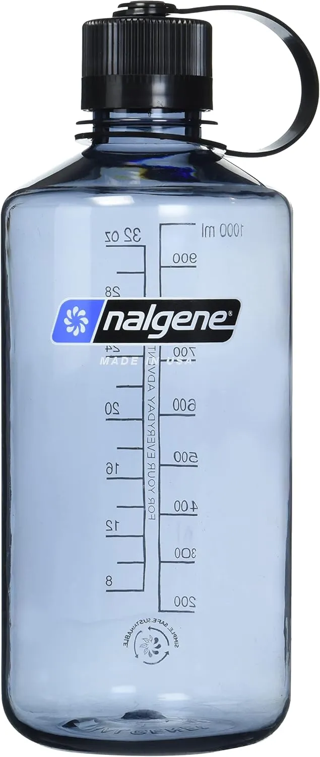 Nalgene Sustain Tritan BPA-Free Water Bottles Made with 50% Recycled Plastic Waste | 48 OZ Wide Mouth & 32 OZ Narrow Mouth, Grey