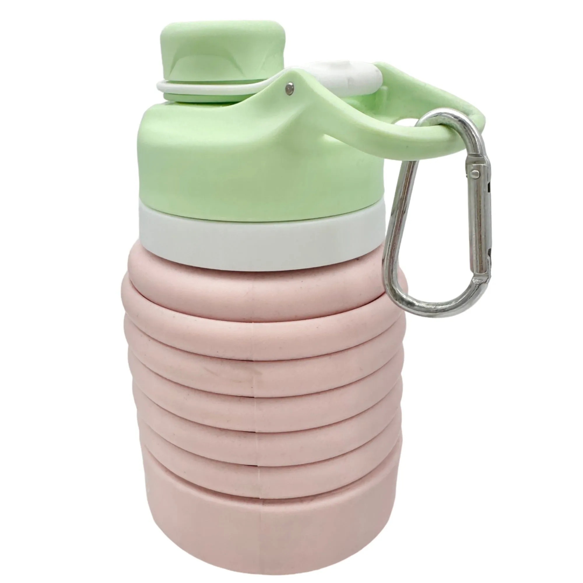 Nefeeko Collapsible Water Bottle 26oz Pink Green Silicone Travel Leakproof NIB