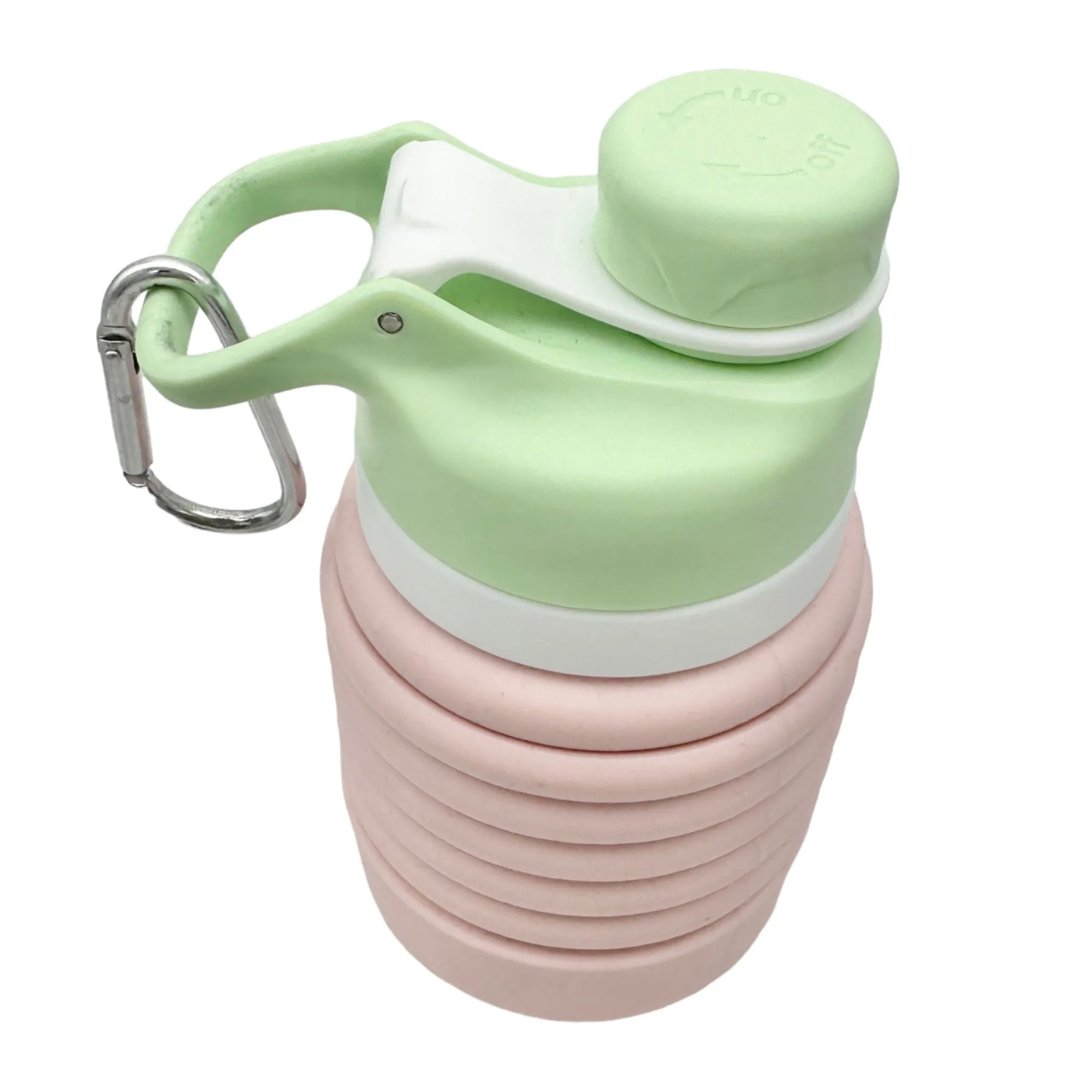 Nefeeko Collapsible Water Bottle 26oz Pink Green Silicone Travel Leakproof NIB