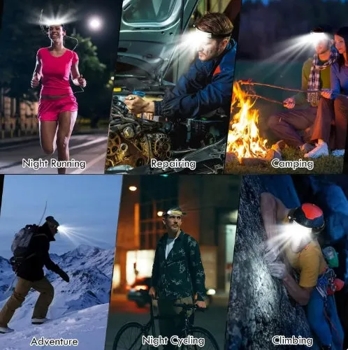New 200Watts 3 Light Sources COB Flood Headlamp Induction Headlamp 230° Wide angle with 2400mah Battery Headlight