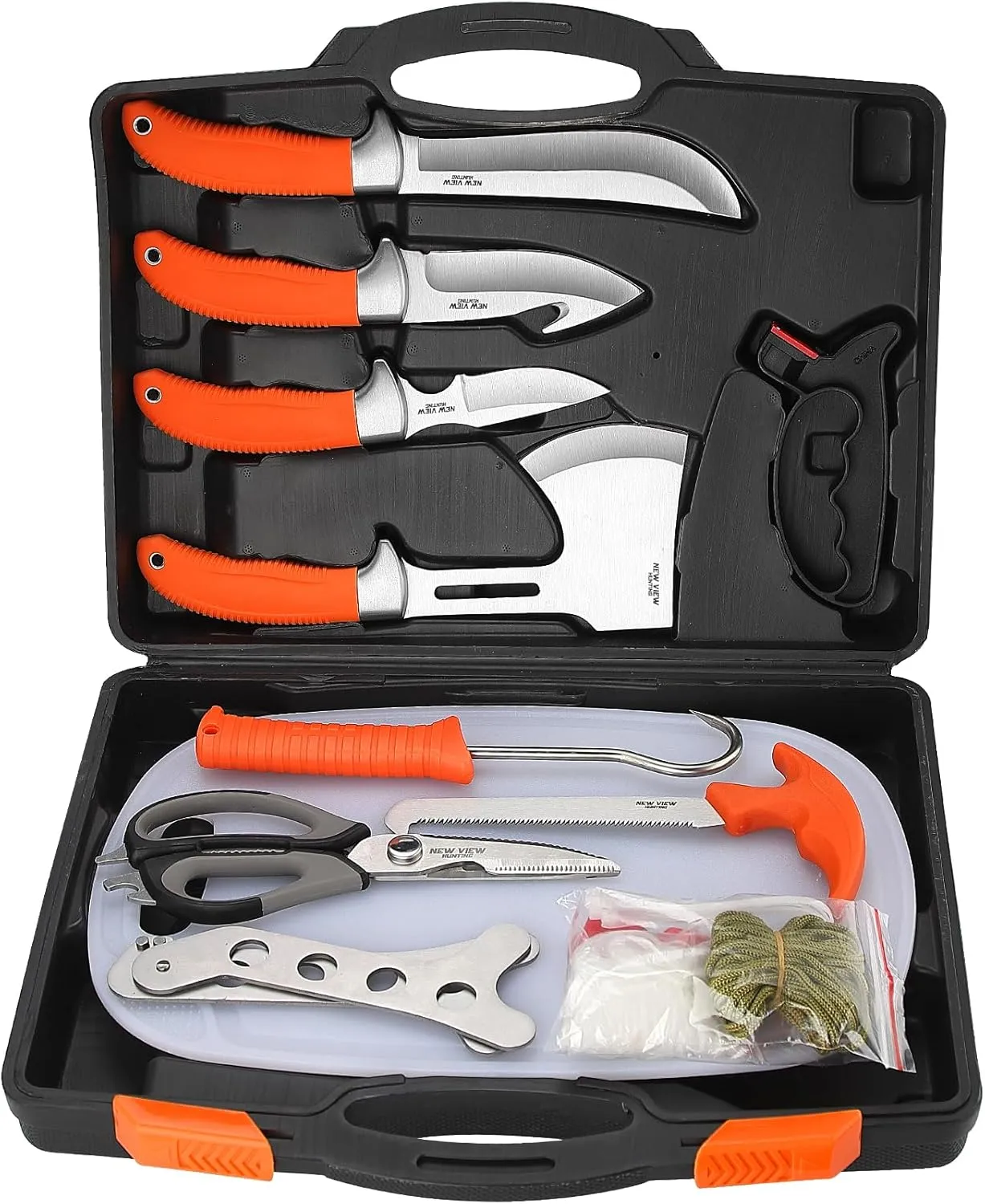 NEW VIEW 15-Piece Hunting Knife Set for Deer Processing, Field Dressing Kit for Game Processing Skinning Cleaning Butchering, Portable Deer Skinning Knife Set with Storage Case for Wild Hunting