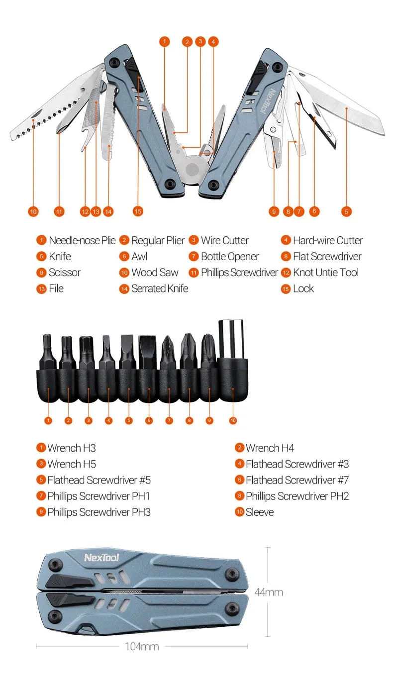 NexTool Multi-Tool Pliers 14-In-1
