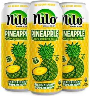 NILO Pineapple Juice | 100% Squeezed Pineapple Pina | NO Sugar added | NOT From Concentrate | 10.8 oz (Pack of 12)