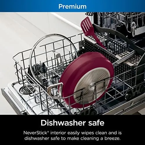 Ninja, Cookware, Steamer, Strainer Basket, Glass Lid and Spatula, Foodi NeverStick PossiblePan, Premium Set with 4-Quart Capacity Pan, Nonstick, Durable, Oven Safe Cookware, Cherry Tart, CW102RD