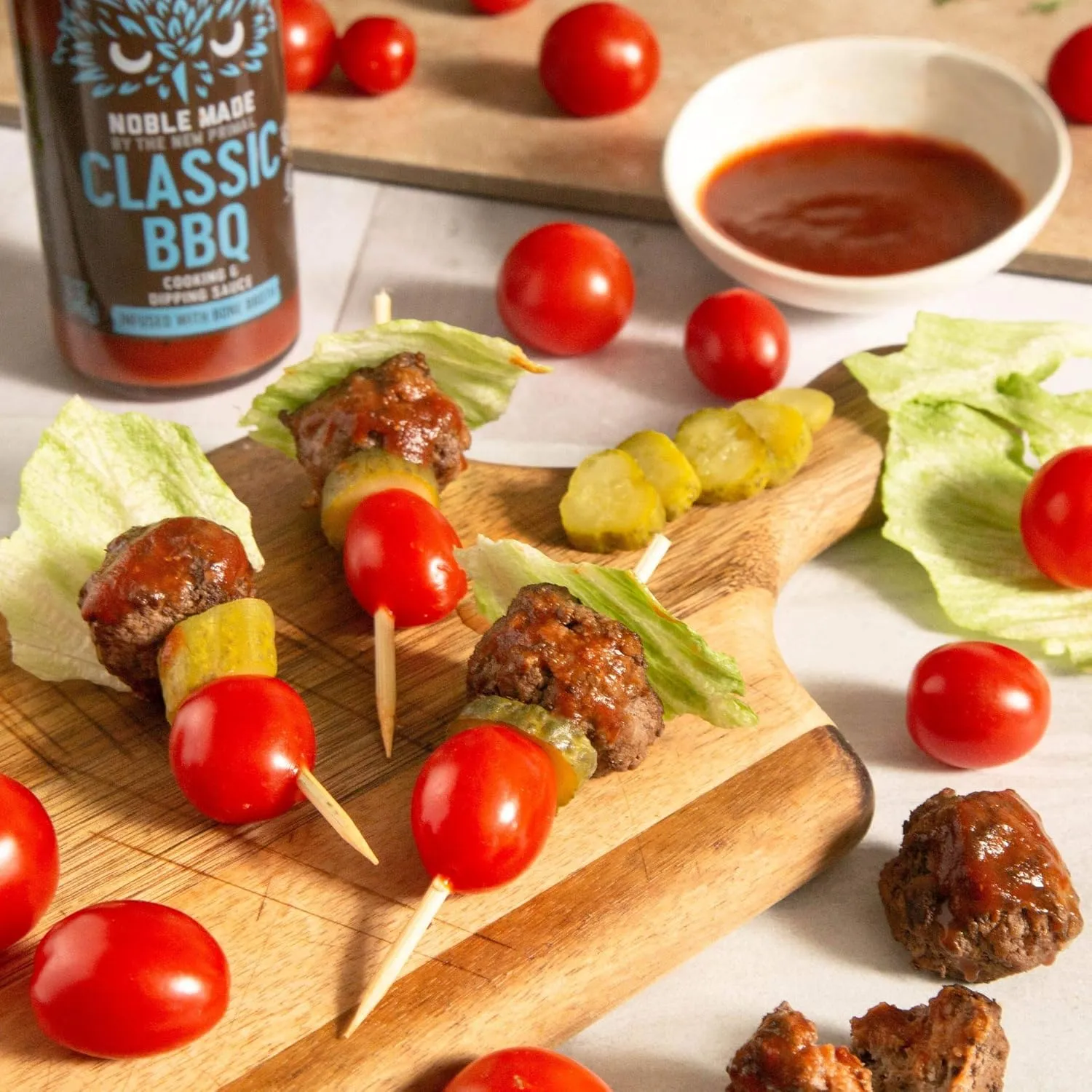 Noble Made Less-Sugar Original BBQ Marinade and Dipping Sauce, Keto, Gluten Free, Low Carb, Dairy Free, Low Calorie, Paleo, Low Sugar, and Whole30 Approved, 0g of Fat, 13 fl oz Bottle
