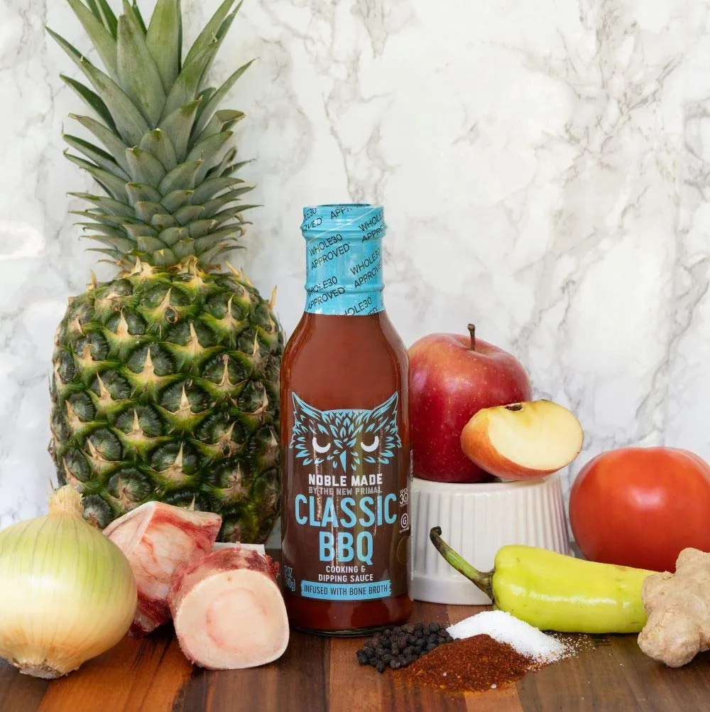 Noble Made Less-Sugar Original BBQ Marinade and Dipping Sauce, Keto, Gluten Free, Low Carb, Dairy Free, Low Calorie, Paleo, Low Sugar, and Whole30 Approved, 0g of Fat, 13 fl oz Bottle