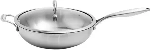 Non-Stick Anti-Scratch Pan,304 Stainless Steel Wok Non-Stick Pan Less Smoke Multi-Function Household Cooking Pot Induction Cooker Gas for Wok