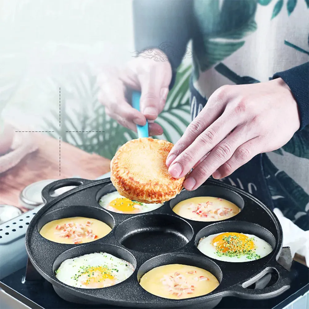 Non-stick cast iron pan with dividers for breakfast