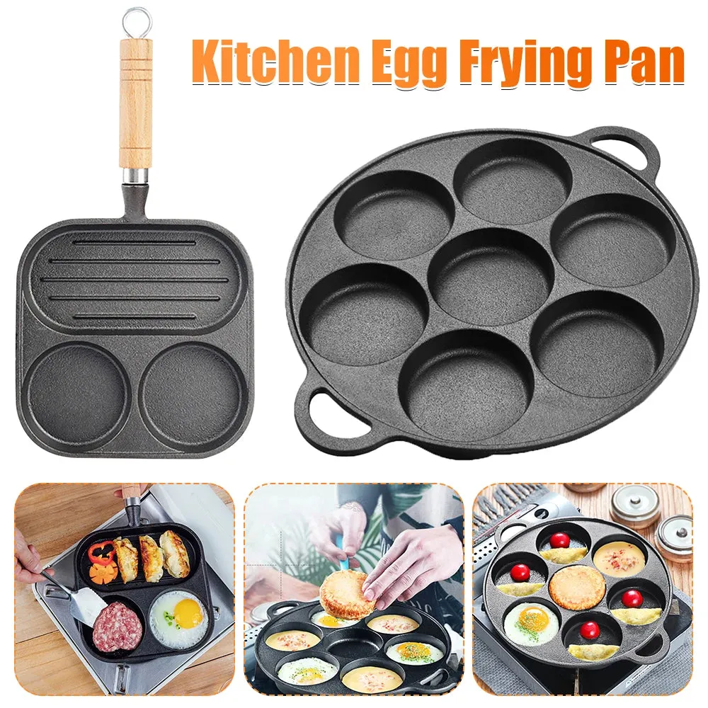 Non-stick cast iron pan with dividers for breakfast