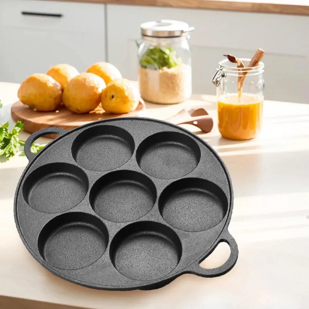 Non-stick cast iron pan with dividers for breakfast