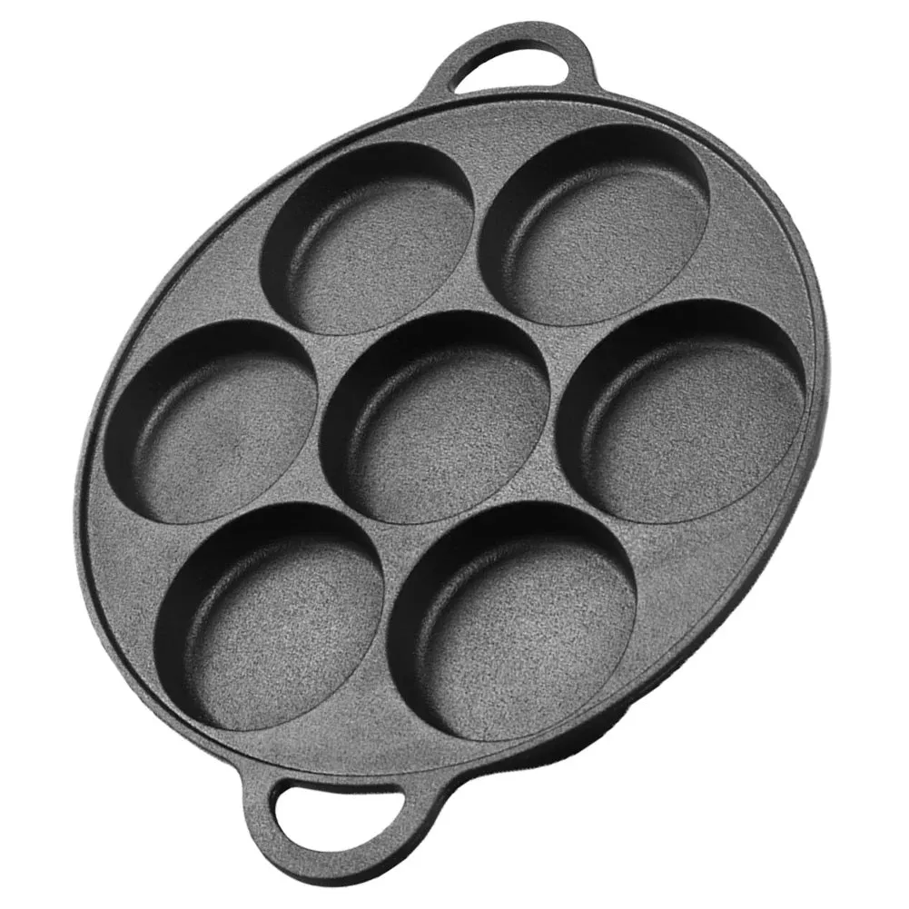 Non-stick cast iron pan with dividers for breakfast