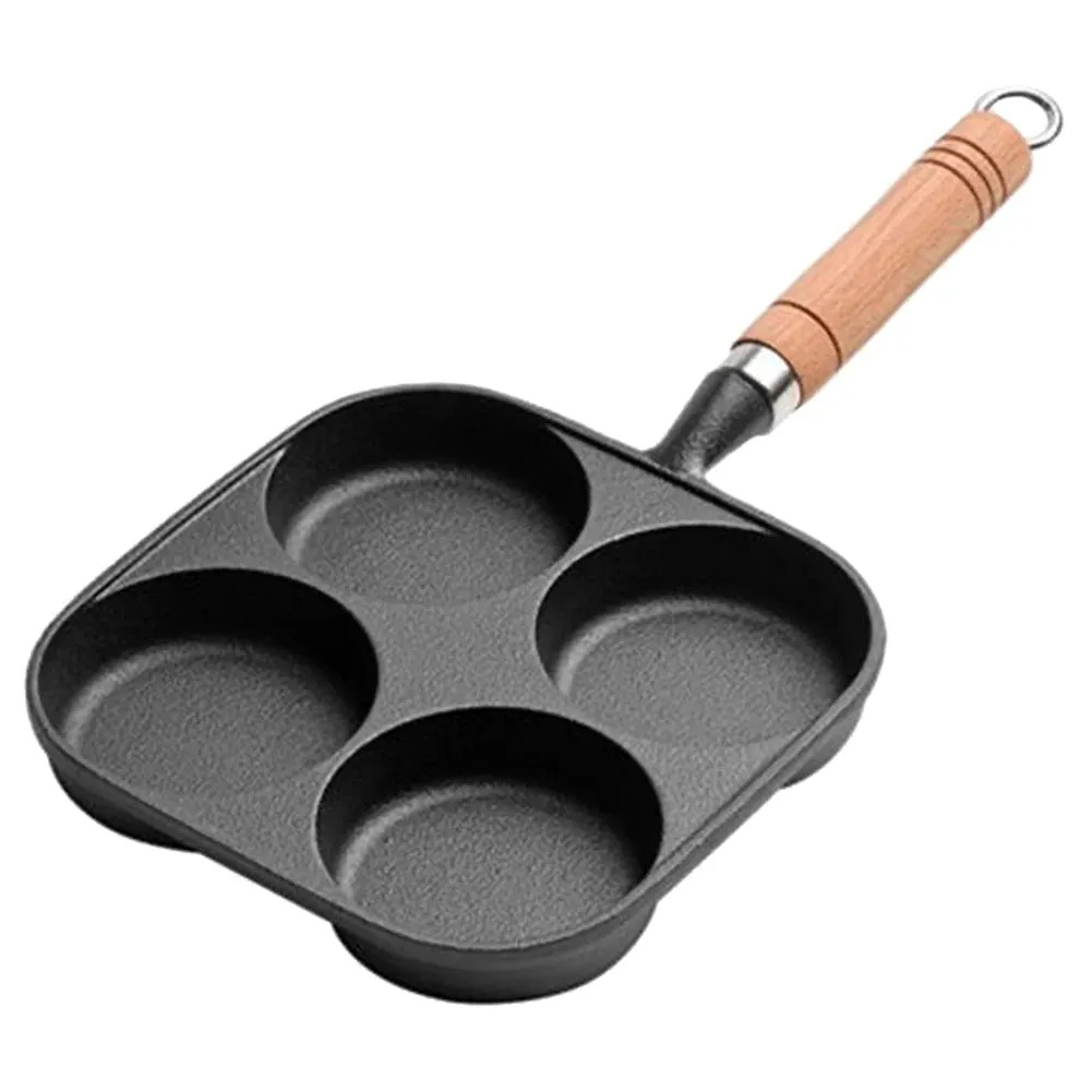 Non-stick cast iron pan with dividers for breakfast