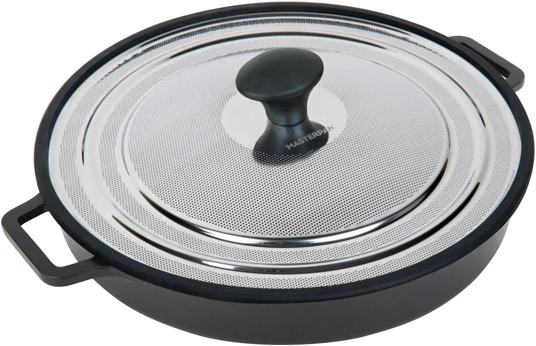 Non-Stick Stovetop Oven Grill Pan with Heat-in Steam-Out Lid, nonstick cookware, 12", Black,