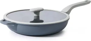 Nonstick Ceramic Frying Pan with Lid, Non Toxic Skillet, Healthy Egg & Omelet & Chef's Pan, PTFE PFOA & PFAS Free, Induction Compatible (12Inch W/L)