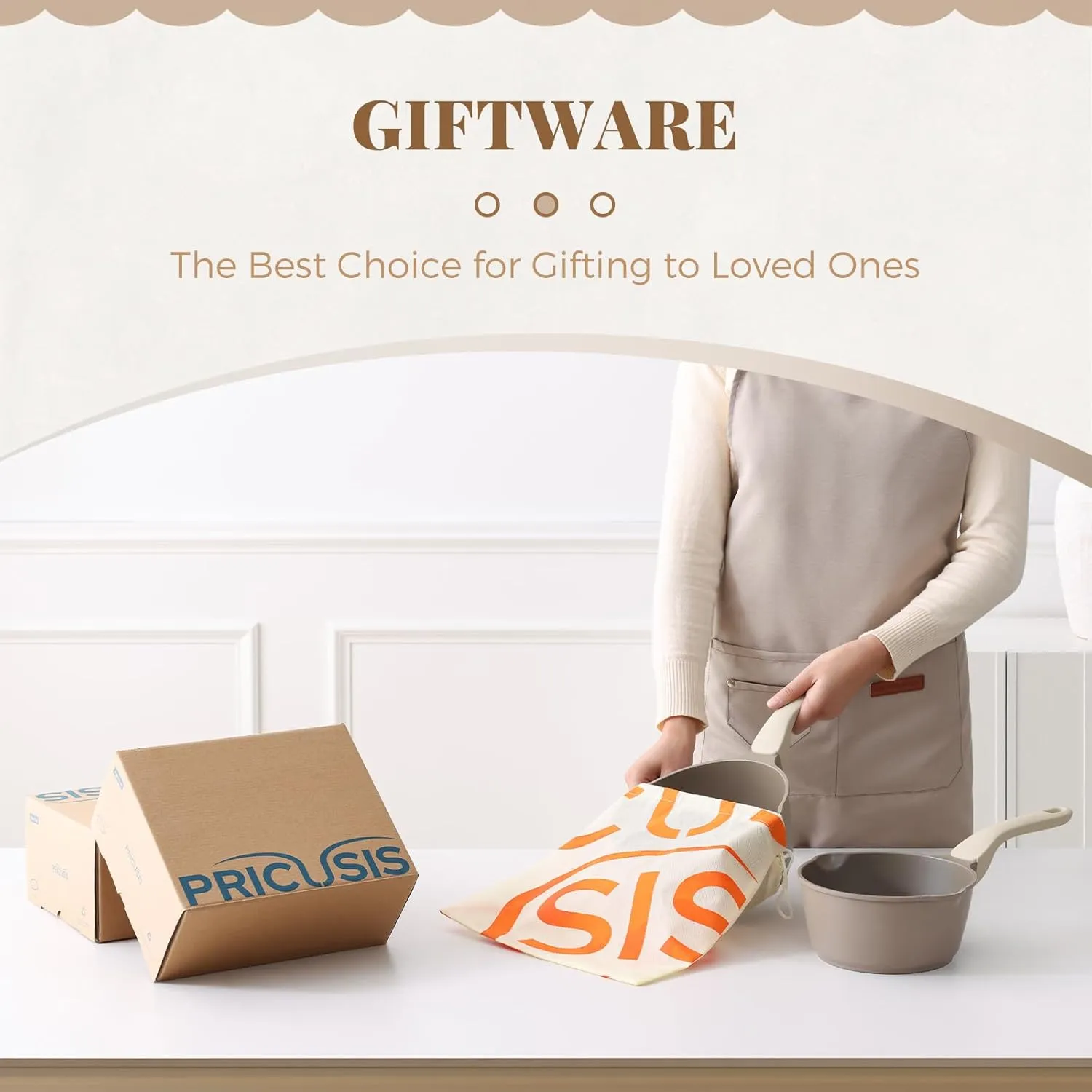 Nonstick Saucepan with Lid, 2 Quart Sauce Pan, Non Toxic Sauce Pot with Pour Spouts for Multipurpose Use, PTFE, PFOA Free, Induction Compatible, Apricot