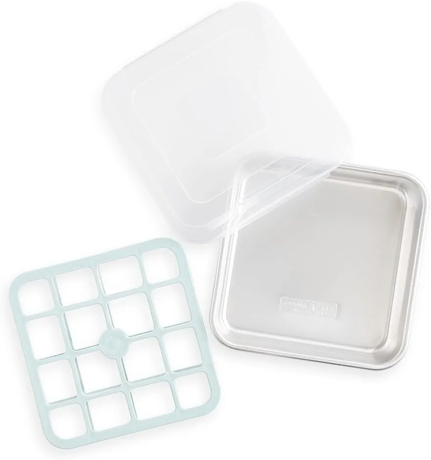 Nordic Ware Brownie Buddy Kit, 9-Inch Square Pan with Plastic Slicer and Lid