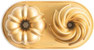 Nordic Ware Classic Bundt Duet, 5 Cups, Gold