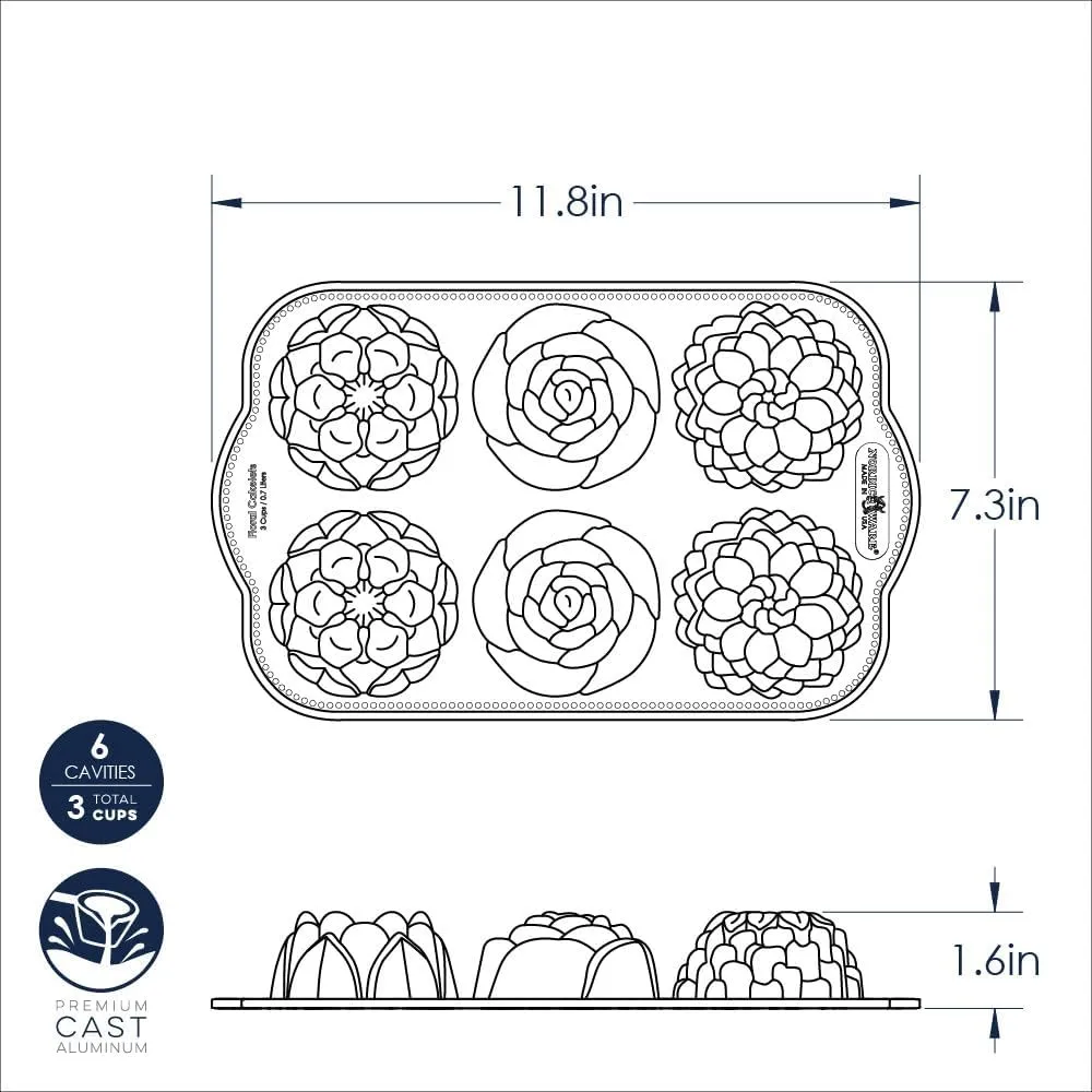 Nordic Ware Floral Cakelet, 3 Cups, Toffee