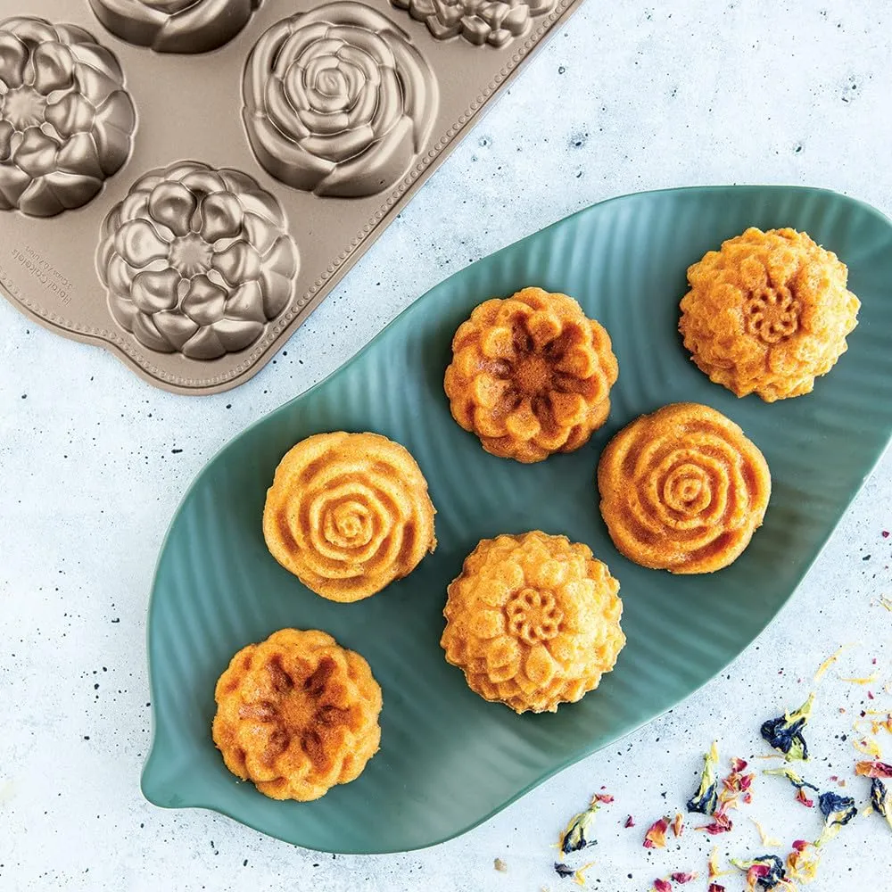 Nordic Ware Floral Cakelet, 3 Cups, Toffee