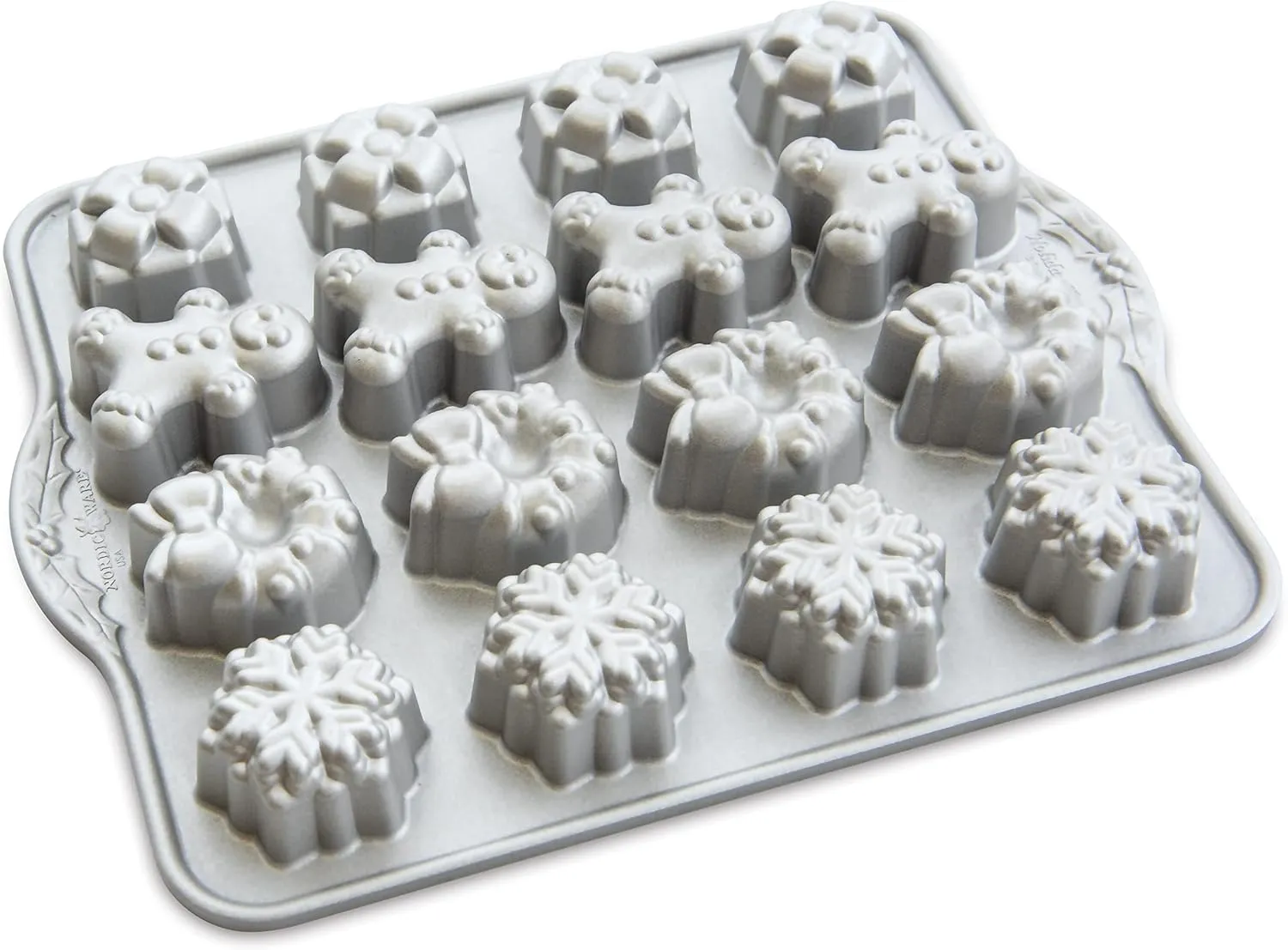 Nordic Ware Holiday Teacakes Cakelet, 3 Cup Capacity, Silver