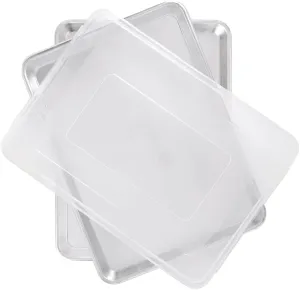Nordic Ware Naturals Half Sheet Set - USA Made Aluminum Commercial Quality Sheet Pan for Baking or Roasting, Encapsulated Galvanized Steel Rim Prevents Warping, 2pk Half   Lid