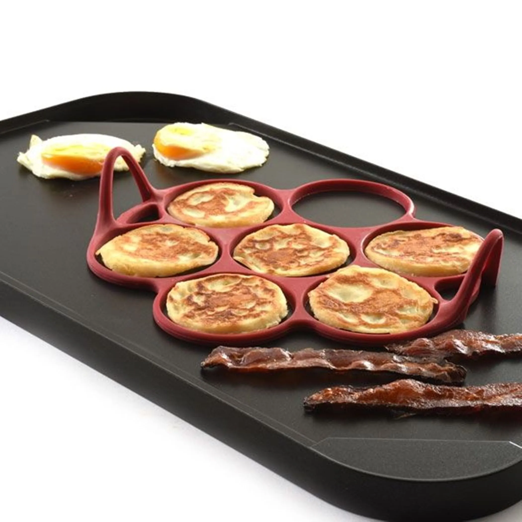 Norpro Silicone Silver Dollar Size Pancake / Egg Ring with Easy Lift Handles