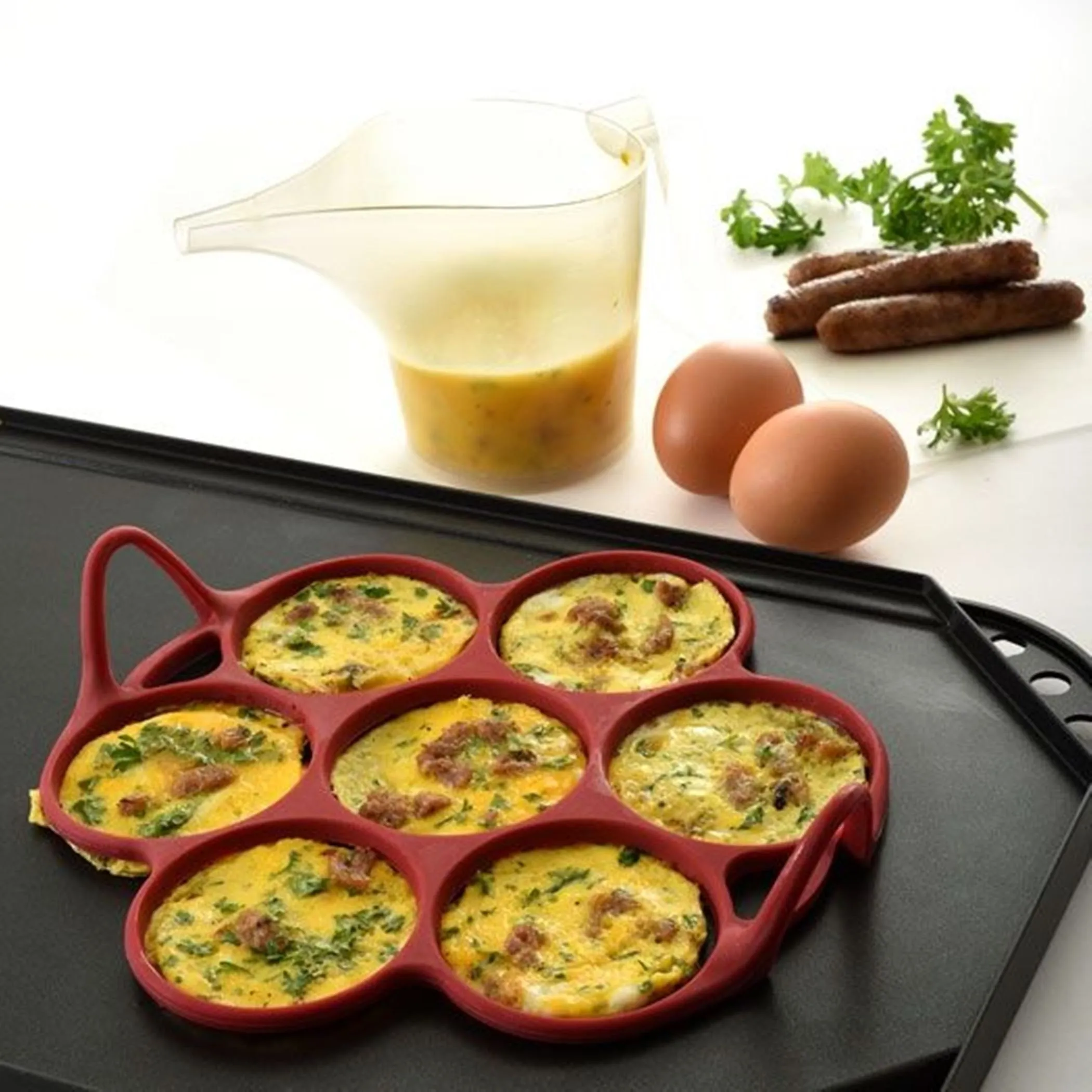 Norpro Silicone Silver Dollar Size Pancake / Egg Ring with Easy Lift Handles