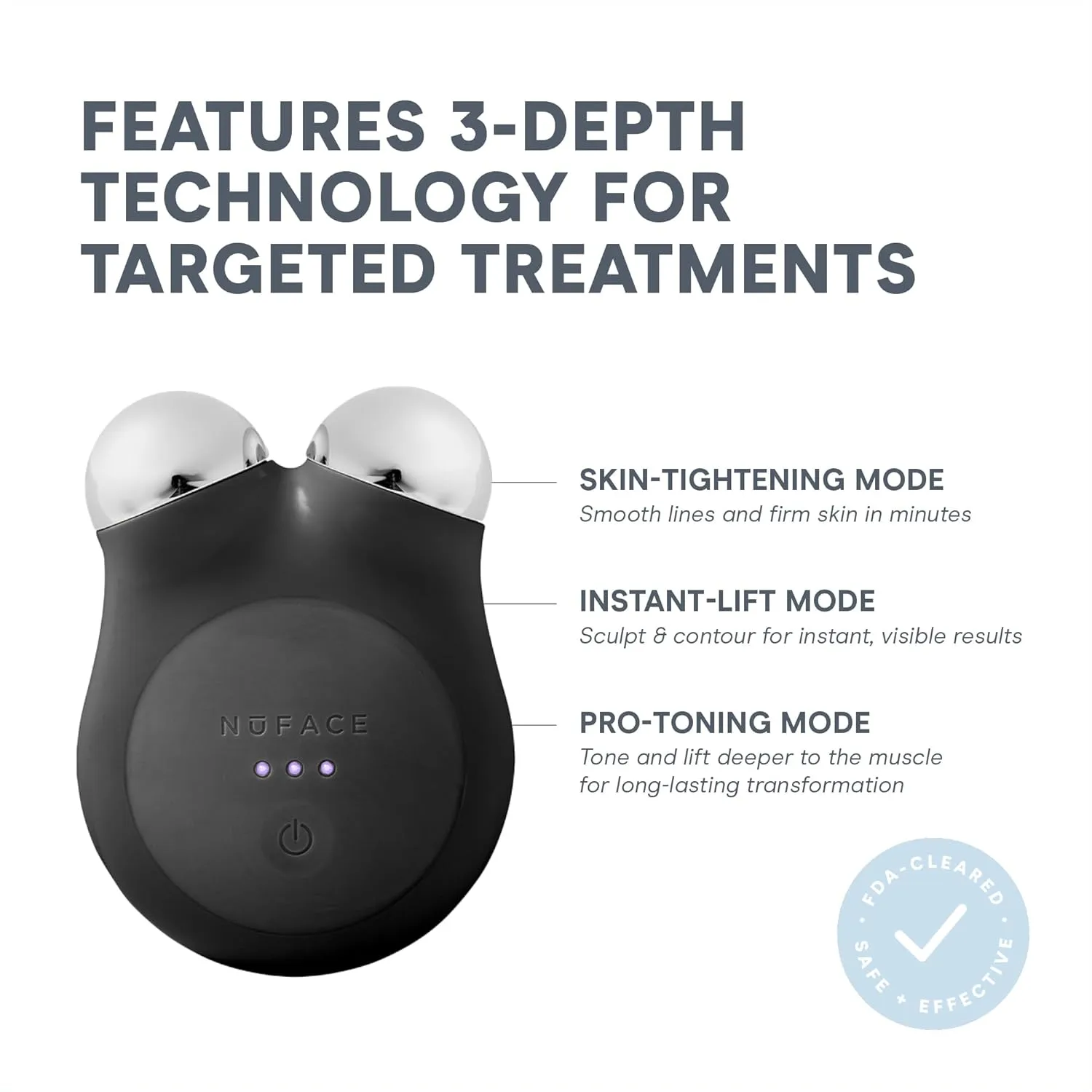 NuFACE MINI  Microcurrent Facial Device Kit - FDA Cleared Face Sculpting & Skin Tightening Device to Contour, Lift & Tone   Microcurrent Gel Activator & Silk Creme - Midnight Black