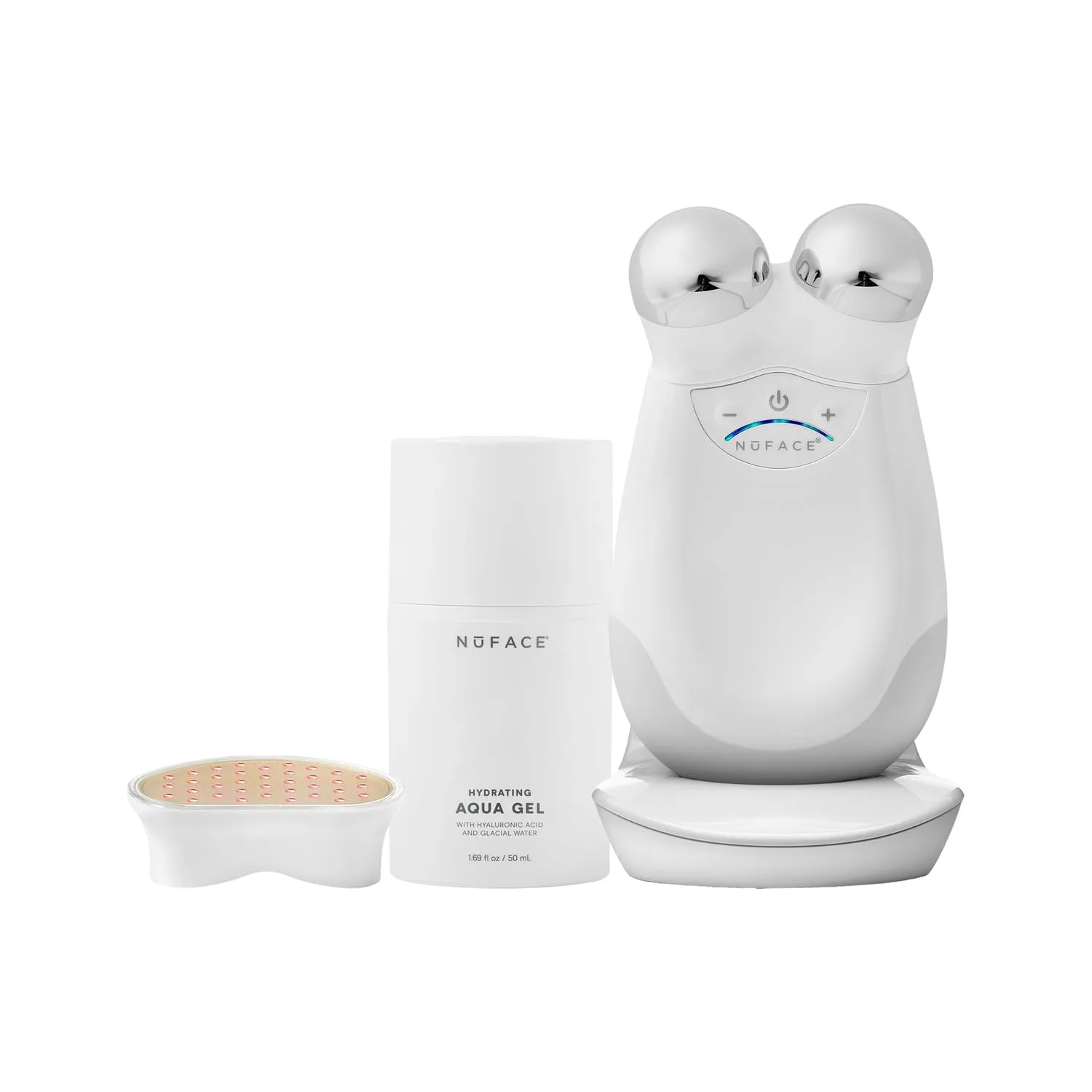 NuFACE Trinity FDA Cleared Microcurrent Facial Device & Wrinkle Reducer Attachment - Microcurrent Device with LED Red Light Attachment - Face Sculpting & Neck Tightening Device   Aqua Microcurrent Gel