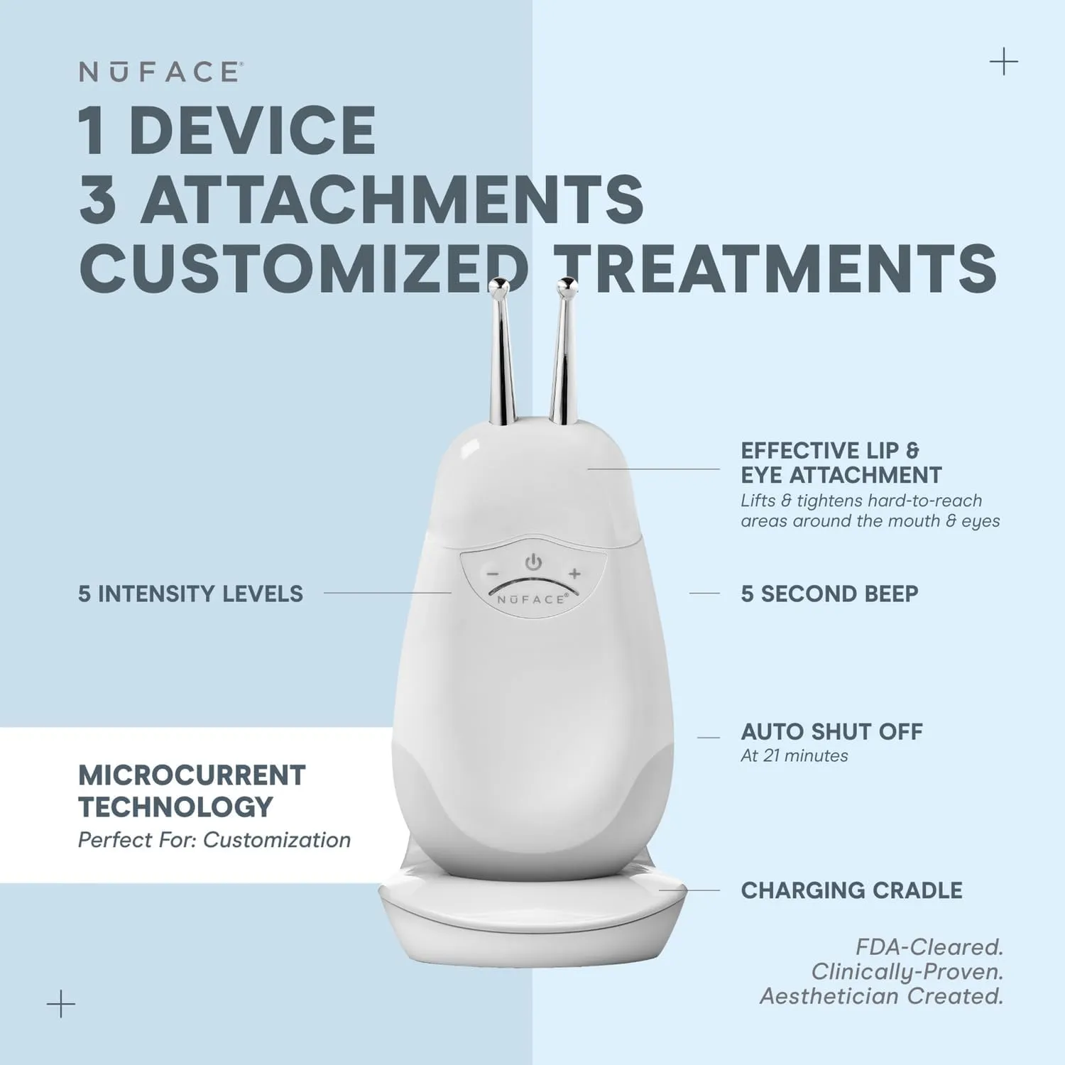 NuFACE Trinity FDA Cleared Microcurrent Facial Device   Effective Lip & Eye Attachment - Face Sculpting & Neck Tightening Device to Contour Cheeks, Brows & Mouth - With Hydrating Microcurrent Gel