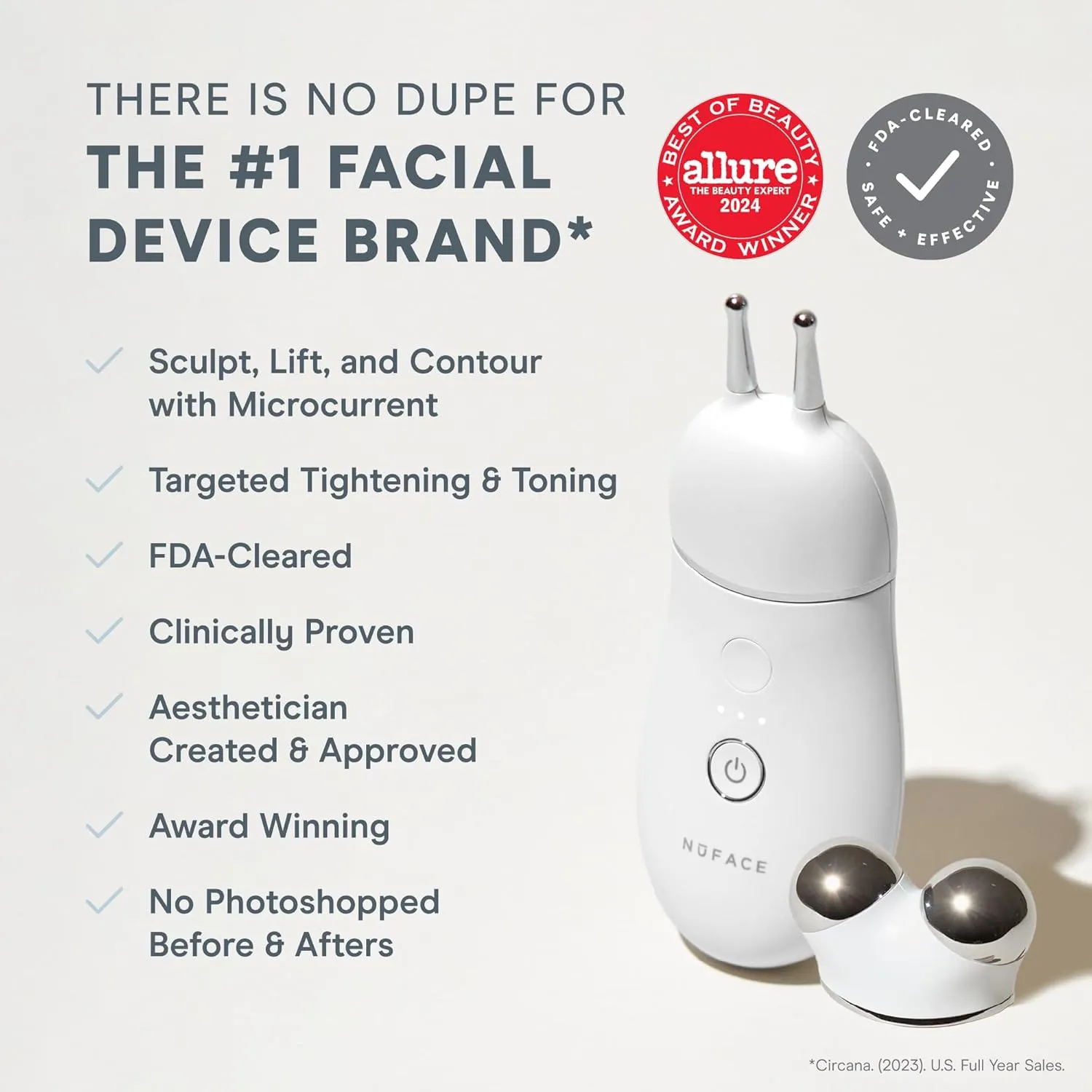 NuFACE TRINITY  Microcurrent Facial Device   Effective Lip & Eye Attachment - FDA Cleared Skin Tightening & Face Toning Device for Targeted Treatment   Microcurrent Gel Activator, Silk Crème & Brush