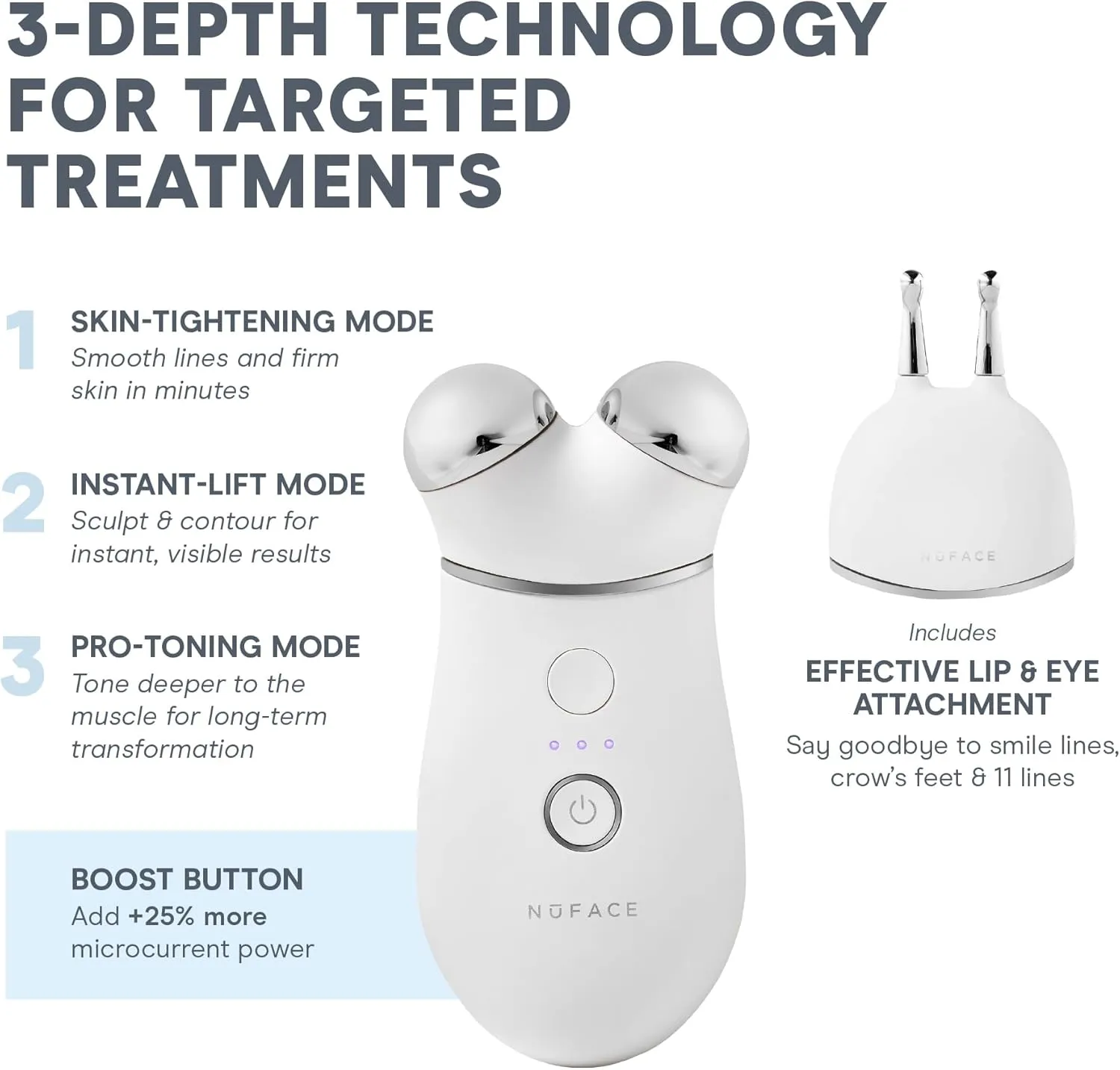 NuFACE TRINITY  Microcurrent Facial Device   Effective Lip & Eye Attachment - FDA Cleared Skin Tightening & Face Toning Device for Targeted Treatment   Microcurrent Gel Activator, Silk Crème & Brush