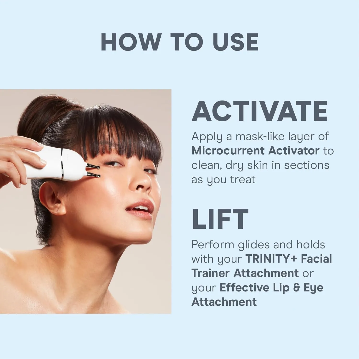 NuFACE TRINITY  Microcurrent Facial Device   Effective Lip & Eye Attachment - FDA Cleared Skin Tightening & Face Toning Device for Targeted Treatment   Microcurrent Gel Activator, Silk Crème & Brush