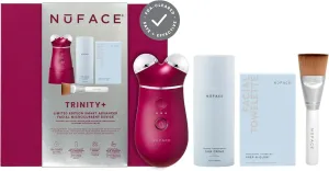 NuFACE TRINITY  Microcurrent Facial Device Kit - Limited Edition FDA Cleared Face Massager Device   Microcurrent Gel Activator, Cleansing Wipes & Brush - Velvet Rose