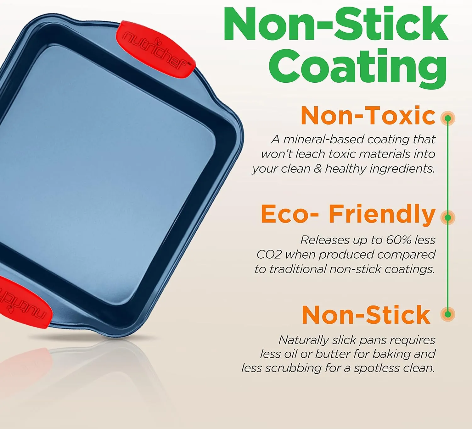 NutriChef 10-Piece Nonstick Bakeware Set - Heavy Duty Carbon Steel with Silicon Handles, Nontoxic Baking Trays Including Muffins, Loaf, Cake, Pizza, Round & Square Pan