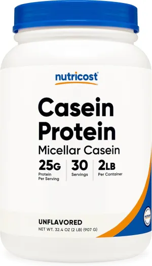 Nutricost Casein Protein Powder 2lb - Micellar Casein, Gluten Free, Non-GMO (Unflavored)