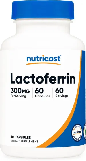 Nutricost Lactoferrin Capsules (60 Capsules, 300mg) Third-Party Tested, Gluten-Free, Vegetarian, GMP Compliant, Non-GMO Product - 60 Servings