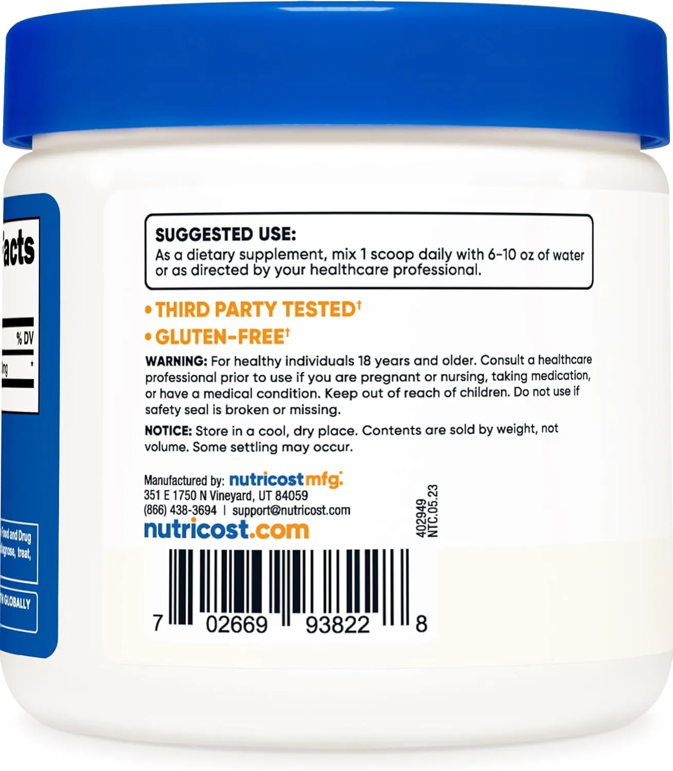 Nutricost N-Acetyl L-Cysteine (NAC) Powder 250 Grams - Vegan NAC, Non-GMO, Gluten Free